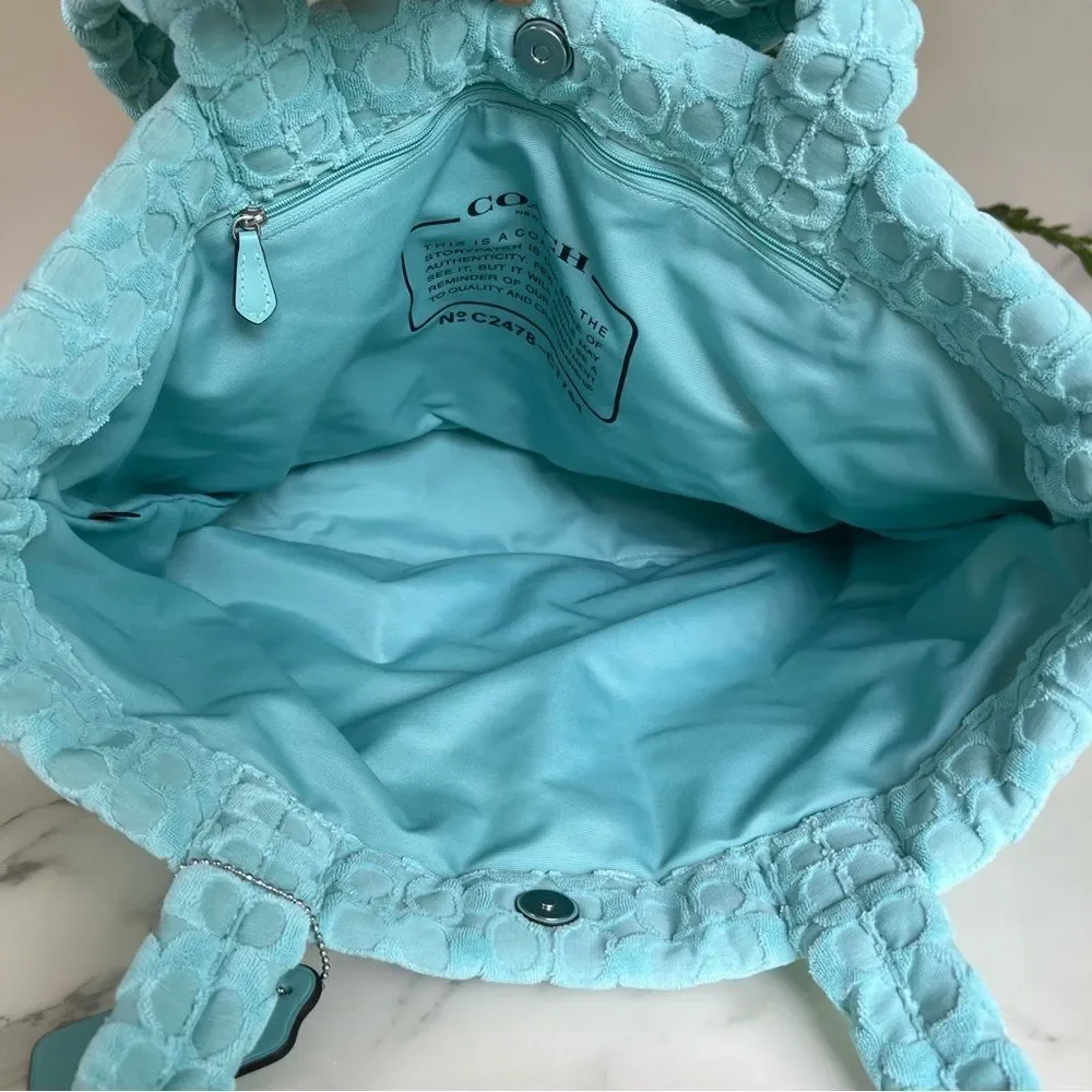 Coach Tote In Signature Terry Faded Blue CT764 Shoulder Pool Beach Bag